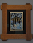 A completed frame with a Laura Wilder block print (http://www.laurawilder.com)